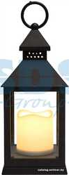 Декоративный фонарь со свечкой,  черный корпус,  размер 10.5х10.5х24 см, 